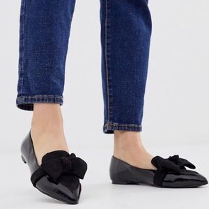Black Patent Bow Flats